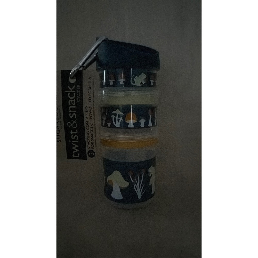 Sugarbooger Twist & Snack Stacker 3 Stacking‎ Containers Mushroom Forest  Blue